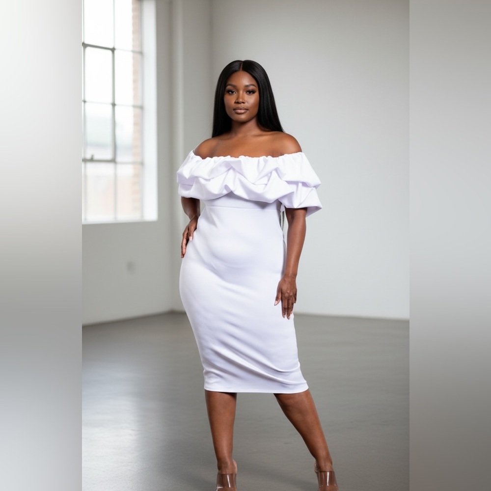 Chic Strapless White Dress - Picture 1 of 3